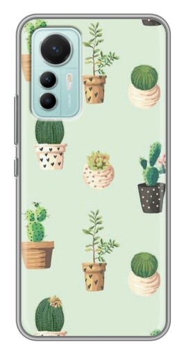 Силиконовый чехол с изображением "Кактусы в горшочках " для Xiaomi Mi 12 Lite