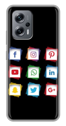 Чехол с принтом "Иконки на черном" для Xiaomi POCO X4 GT