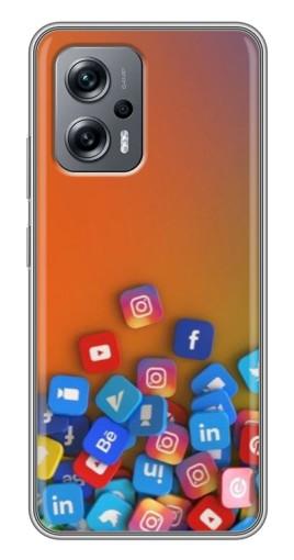 Чехол с печатью "Иконки соц сетей" для Xiaomi POCO X4 GT