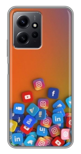 Чехол с картинкой "Иконки соц сетей" для Xiaomi Redmi Note 12