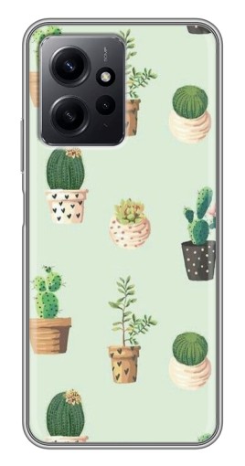 Чехол с картинкой "Кактусы в горшочках " для Xiaomi Redmi Note 12