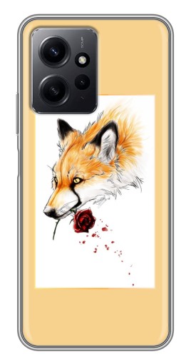 Чехол с картинкой "Лиса с розой" для Xiaomi Redmi Note 12