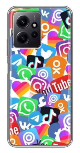 Чехол с картинкой "Яркие иконки" для Xiaomi Redmi Note 12