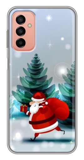 Силиконовый чехол с изображением "Дед Мороз с подарком" для Samsung Galaxy M13