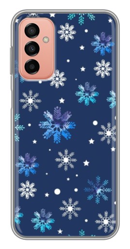 Силиконовый чехол с изображением "Фон с снежинками" для Samsung Galaxy M13