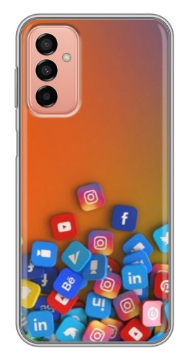 Силиконовый чехол с изображением "Иконки соц сетей" для Samsung Galaxy M13