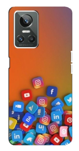 Чехол с картинкой "Иконки соц сетей" для Realme GT Neo 3