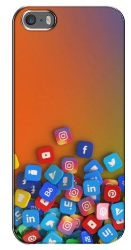 Чехол с печатью «Иконки соц сетей»  для iPhone 5 / 5s / SE