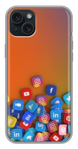 Силиконовый чехол с изображением "Иконки соц сетей" для iPhone 14 Plus