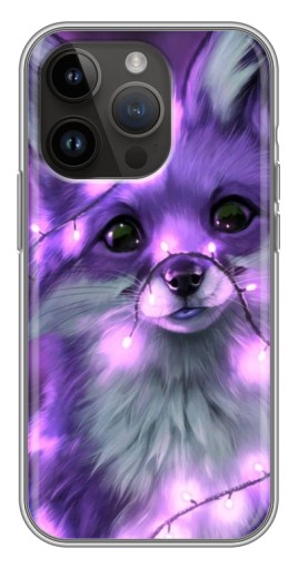 Чехол с печатью "Лисенок фиолетовый" для iPhone 14 Pro Max