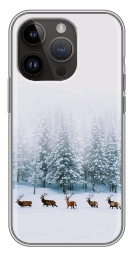 Силиконовый чехол с изображением "Олени в лесу" для iPhone 14 Pro Max