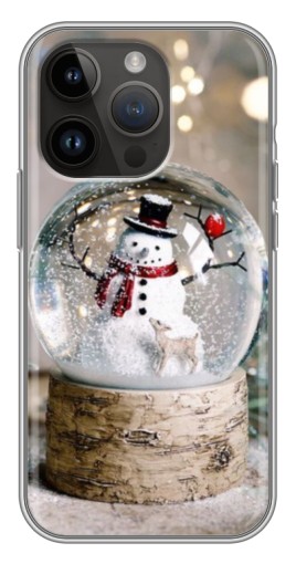 Чехол с печатью "Снеговик в шаре" для iPhone 14 Pro Max