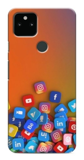 Чехол с картинкой "Иконки соц сетей" для Google Pixel 5a 5G