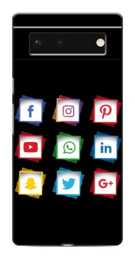 Чехол с принтом "Иконки на черном" для Google Pixel 6