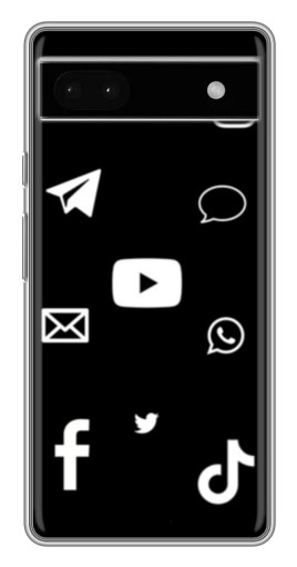 Чехол с печатью "Белые иконки" для Google Pixel 6a