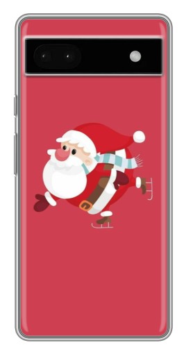 Чехол с печатью "Дед Мороз на коньках" для Google Pixel 6a