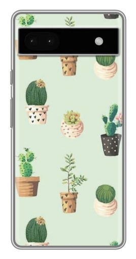 Чехол с картинкой "Кактусы в горшочках " для Google Pixel 6a