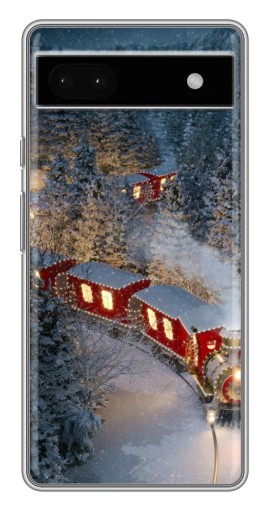 Чехол с печатью "Новогодний поезд" для Google Pixel 6a
