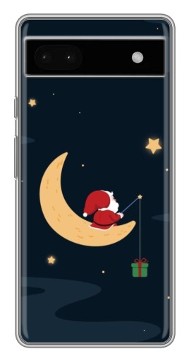 Силиконовый чехол с изображением "Санта на луне" для Google Pixel 6a