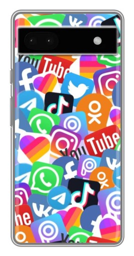 Силиконовый чехол с изображением "Яркие иконки" для Google Pixel 6a