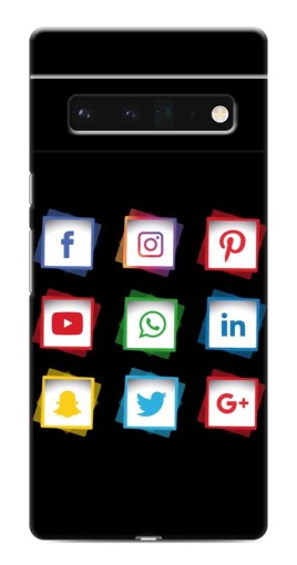 Чехол с картинкой "Иконки на черном" для Google Pixel 6 Pro