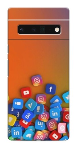 Чехол с картинкой "Иконки соц сетей" для Google Pixel 6 Pro