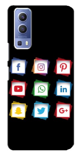 Чехол с печатью "Иконки на черном" для Vivo Y72