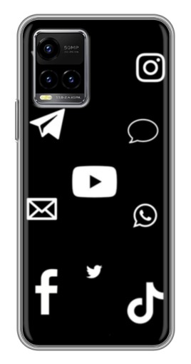 Чехол с принтом "Белые иконки" для Vivo Y33s