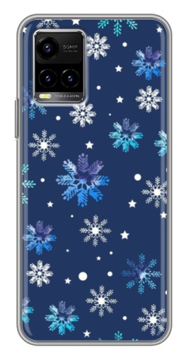 Силиконовый чехол с изображением "Фон с снежинками" для Vivo Y33s