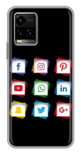 Чехол с печатью "Иконки на черном" для Vivo Y33s