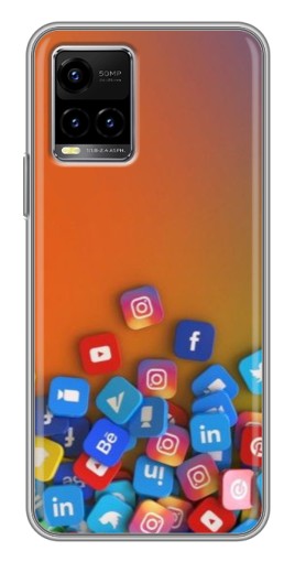 Силиконовый чехол с изображением "Иконки соц сетей" для Vivo Y33s