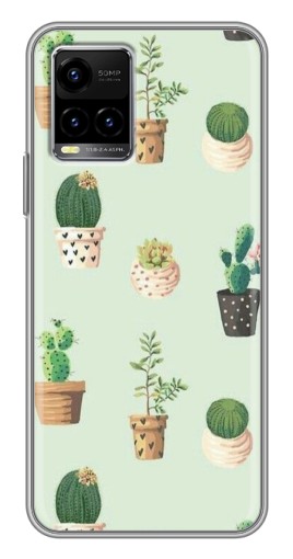 Чехол с принтом "Кактусы в горшочках " для Vivo Y33s