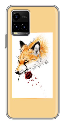 Силиконовый чехол с изображением "Лиса с розой" для Vivo Y33s
