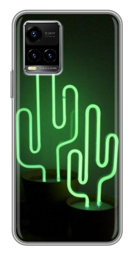 Чехол с принтом "Неоновый кактус" для Vivo Y33s