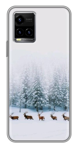 Силиконовый чехол с изображением "Олени в лесу" для Vivo Y33s