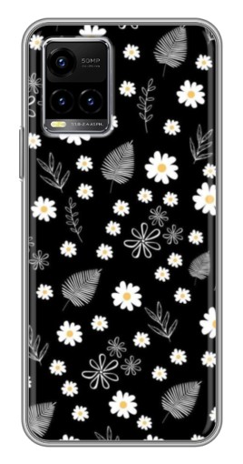 Чехол с картинкой "Ромашки на черном" для Vivo Y33s
