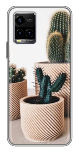 Чехол с картинкой "стильные кактусы" для Vivo Y33s