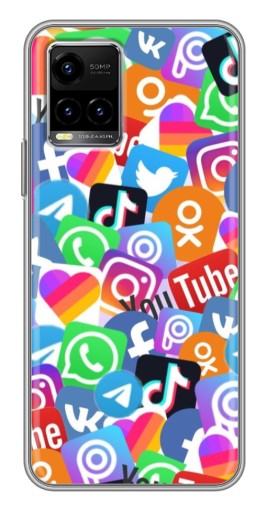 Чехол с печатью "Яркие иконки" для Vivo Y33s