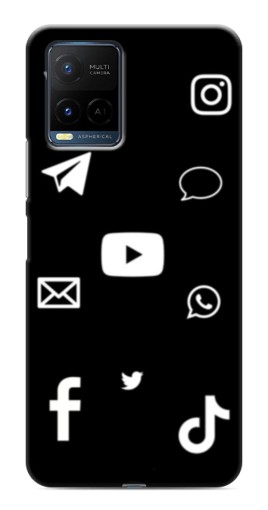 Чехол с печатью "Белые иконки" для Vivo Y21 / Y21s
