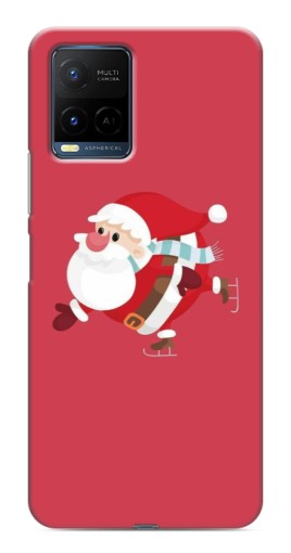 Чехол с картинкой "Дед Мороз на коньках" для Vivo Y21 / Y21s