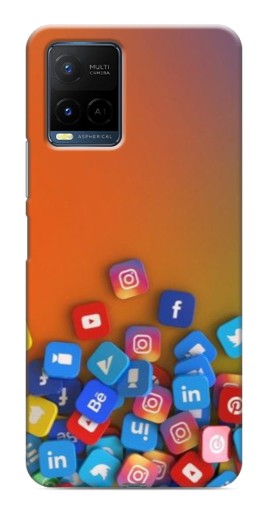 Чехол с принтом "Иконки соц сетей" для Vivo Y21 / Y21s