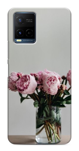 Силиконовый чехол с изображением "Пионы в вазе" для Vivo Y21 / Y21s