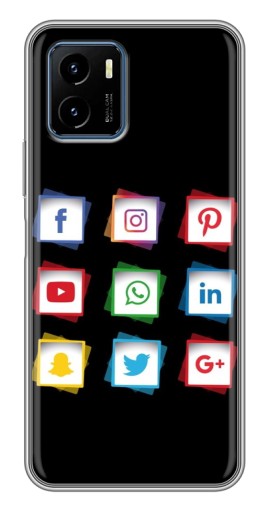 Чехол с картинкой "Иконки на черном" для Vivo Y15s
