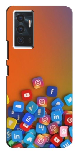 Силиконовый чехол с изображением "Иконки соц сетей" для Vivo V23e