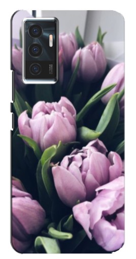 Чехол с картинкой "Сиреневые тюльпаны" для Vivo V23e