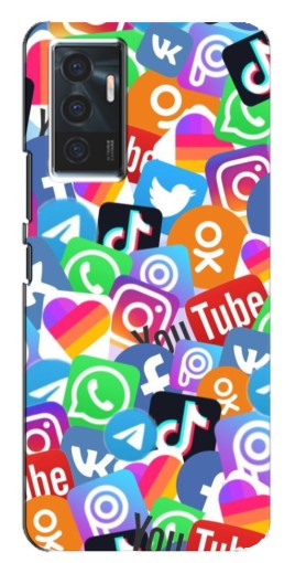 Чехол с принтом "Яркие иконки" для Vivo V23e