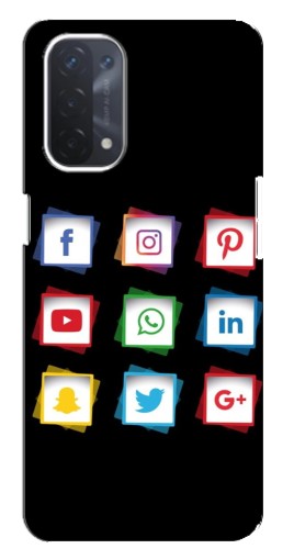 Чехол с принтом "Иконки на черном" для Oppo a74 (5G)