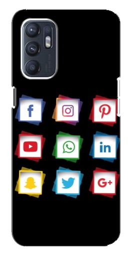 Чехол с картинкой "Иконки на черном" для Oppo Reno6 5G