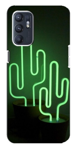 Силиконовый чехол с изображением "Неоновый кактус" для Oppo Reno6 5G