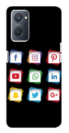 Чехол с принтом "Иконки на черном" для Oppo A76